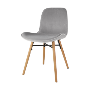 Nena eetkamerstoel velvet soft grey - houten onderstel Grijs