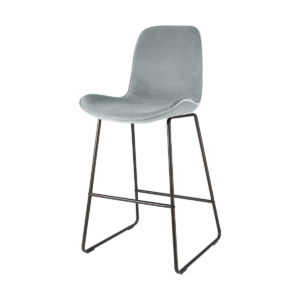 Nino barkruk velvet blauw - zwart onderstel - 65 cm Blauw