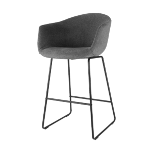 Nino barkruk donkergrijs met armleuningen - zwart onderstel - 65 cm Grijs