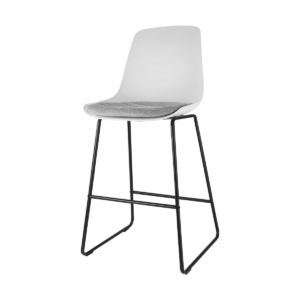 Nino barkruk wit met grijs zitkussen - zwart onderstel - 65 cm Wit