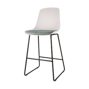 Nino barkruk wit met zachtgroen zitkussen - zwart onderstel - 65 cm Wit
