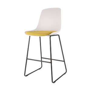Nino barkruk wit met okergeel zitkussen - zwart onderstel - 65 cm Wit