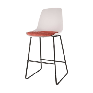 Nino barkruk wit met terracotta rood zitkussen - zwart onderstel - 65 cm Wit