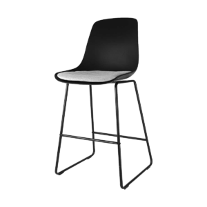 Nino barkruk zwart met grijs zitkussen - zwart onderstel - 65 cm Zwart