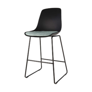 Nino barkruk zwart met zacht groen zitkussen - zwart onderstel - 65 cm Zwart