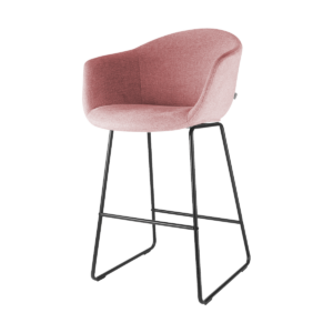 Nino barkruk zacht roze met armleuningen - zwart onderstel - 65 cm Roze