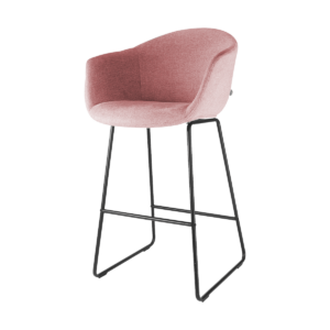 Nino barkruk zacht roze met armleuningen - zwart onderstel - 75 cm Roze