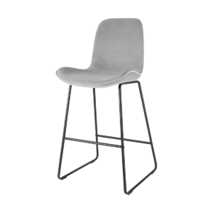 Nino barkruk velvet grijs - zwart onderstel - 65 cm Grijs