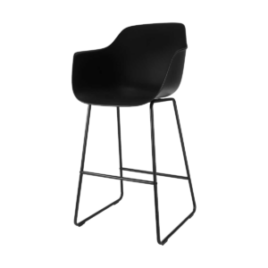 Nino barkruk zwart met armleuningen - zwart onderstel - 75 cm Zwart