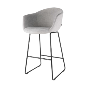 Nino barkruk grijs met armleuningen - zwart onderstel - 75 cm Grijs