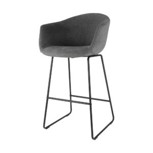 Nino barkruk donkergrijs met armleuningen - zwart onderstel - 75 cm Grijs