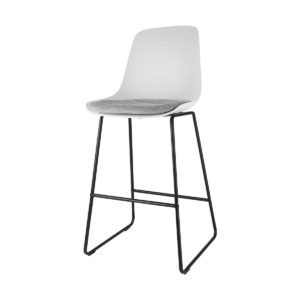 Nino barkruk wit met grijs zitkussen - zwart onderstel - 75 cm Wit