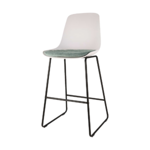 Nino barkruk wit met zacht groen zitkussen - zwart onderstel - 75 cm Wit