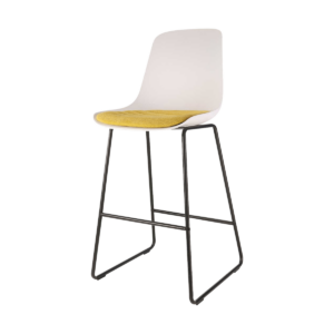 Nino barkruk wit met okergeel zitkussen - zwart onderstel - 75 cm Wit