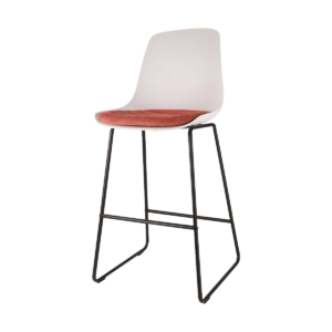 Nino barkruk wit met terracotta rood zitkussen - zwart onderstel - 75 cm Wit