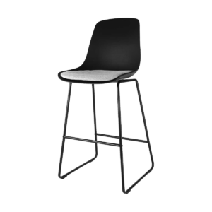 Nino barkruk zwart met grijs zitkussen - zwart onderstel - 75 cm Zwart