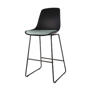 Nino barkruk zwart met zacht groen zitkussen - zwart onderstel - 75 cm Zwart