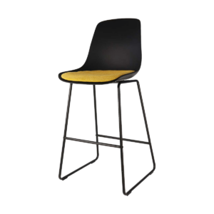 Nino barkruk zwart met okergeel zitkussen - zwart onderstel - 75 cm Zwart