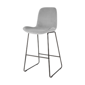Nino barkruk velvet grijs - zwart onderstel - 75 cm Grijs