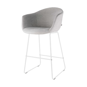 Nino barkruk grijs met armleuningen - wit onderstel - 65 cm Grijs
