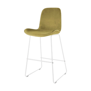 Nino barkruk velvet olijf groen - wit onderstel - 65 cm Groen