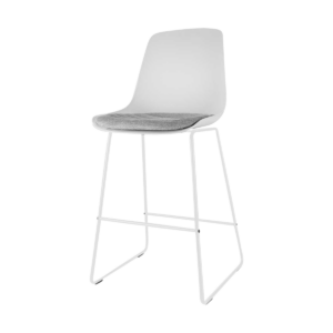 Nino barkruk wit met grijs zitkussen - wit onderstel - 65 cm Wit