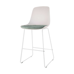 Nino barkruk wit met zacht groen zitkussen - wit onderstel - 65 cm Wit