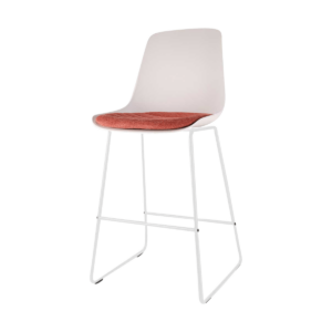 Nino barkruk wit met terracotta rood zitkussen - wit onderstel - 65 cm Wit