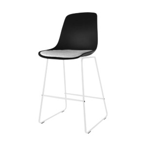 Nino barkruk zwart met grijs zitkussen - wit onderstel - 65 cm Zwart