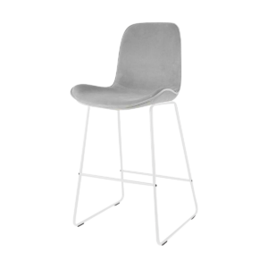 Nino barkruk velvet grijs - wit onderstel - 65 cm Grijs
