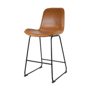 Nino barkruk kunstleer cognac - zwart onderstel - 65 cm Bruin