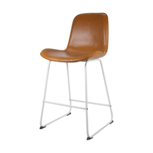 Nino barkruk kunstleer cognac - wit onderstel - 65 cm Bruin