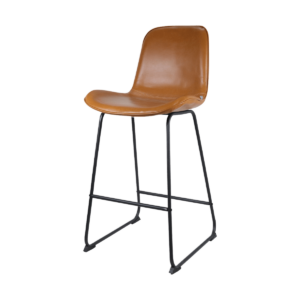 Nino barkruk kunstleer cognac - zwart onderstel - 75 cm Bruin