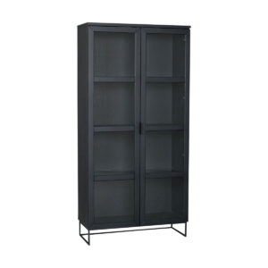 Everett houten vitrinekast zwart - 95 x 195 cm Zwart