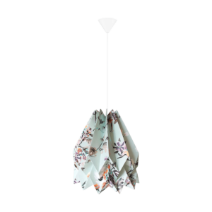 Origami hanglamp met koordset - Papier - Bloemenprint - Ø 30 cm - Mint Groen