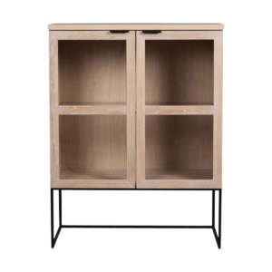 Everett houten vitrinekast whitewash - 95 x 125 cm Bruin