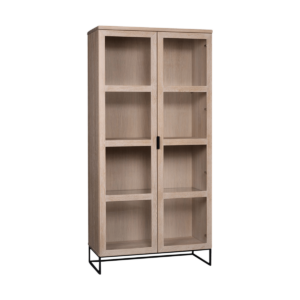 Everett houten vitrinekast whitewash - 95 x 195 cm Bruin