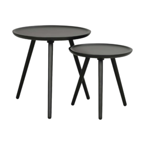 Daisy ronde houten bijzettafels zwart - set van 2 Zwart