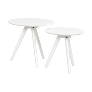 Yumi houten bijzettafels wit - set van 2 - Ø 50 cm Wit