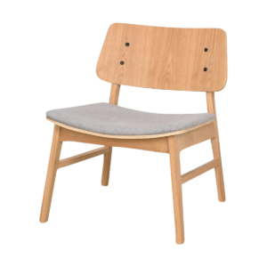 Nagano houten fauteuil naturel - met grijs zitkussen Bruin