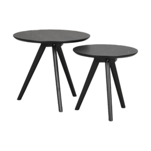 Yumi houten bijzettafels zwart - set van 2 - Ø 50 cm Zwart