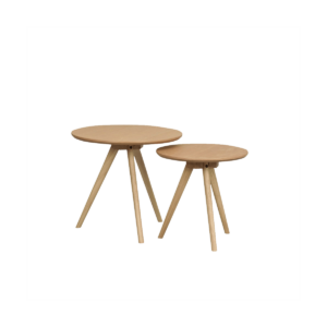 Yumi houten bijzettafels naturel - set van 2 - Ø 50 cm Bruin
