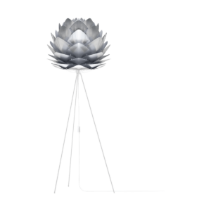 Silvia Medium vloerlamp brushed steel - met tripod wit - Ø 50 cm Grijs