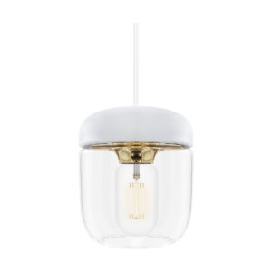 Acorn hanglamp wit met brass - met koordset wit - Ø 14 cm Wit