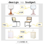 design vs budget week 41 2022 - wijnglas, stoel en hanglamp