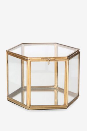 Sissy-Boy Goudkleurige glazen box hexagon hoog