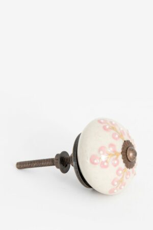 Sissy-Boy Witte deurknop met roze bloemetjes