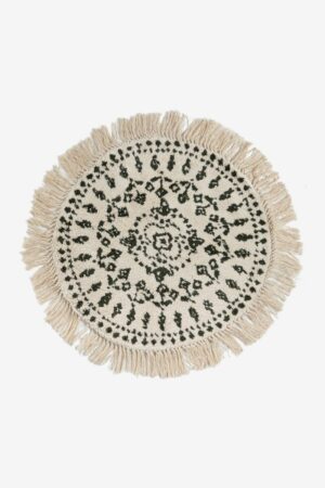 Sissy-Boy Ronde witte badmat met franjes