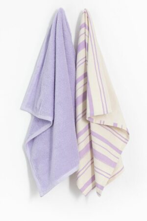 Sissy-Boy Lila gestreepte handdoek en theedoek terry