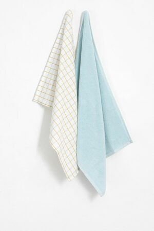 Sissy-Boy Blauw geruite theedoek en handdoek terry